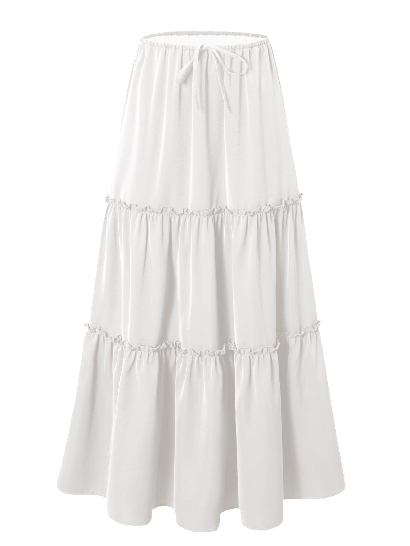 Womens High-waisted Elastic-waist Long Skirt With Pockets