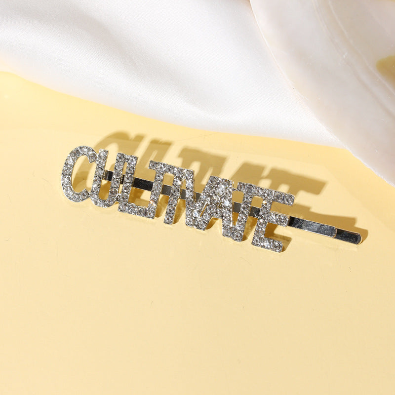 Korean English Rhinestone Letter Hairpin