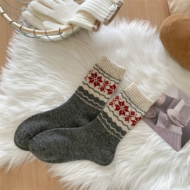 Womens Fashionable Retro Wool Striped Socks