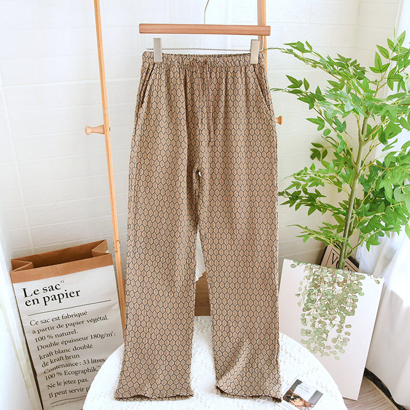 Straight Cotton Loose Home Pants Pajama Pants With Pockets Can Be Worn Outside