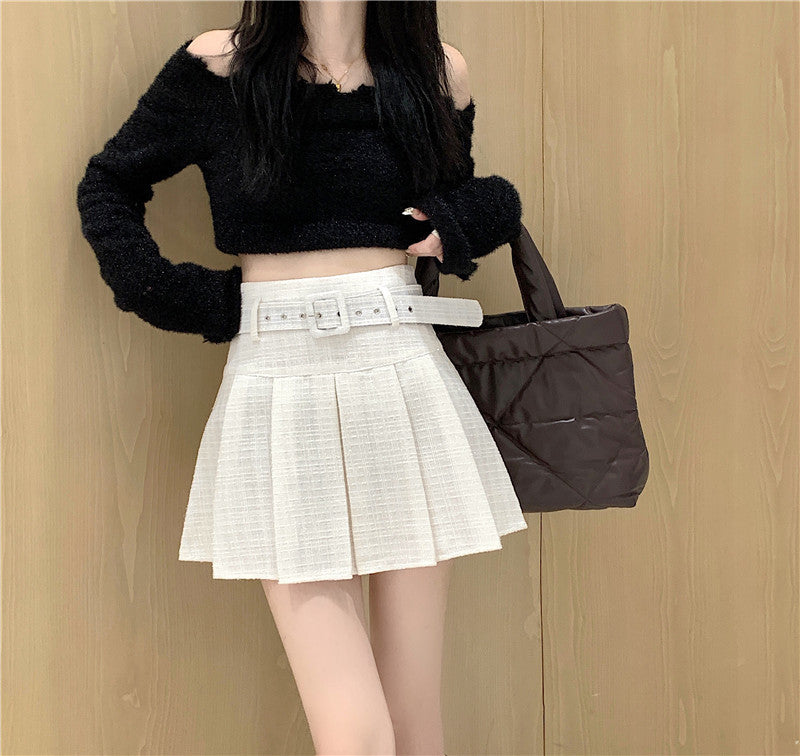 Women's Fashion Tweed Pleated Half-body Skirt