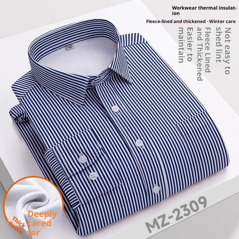 Winter Professional Shirt Men's Workwear Warm Fleece-lined
