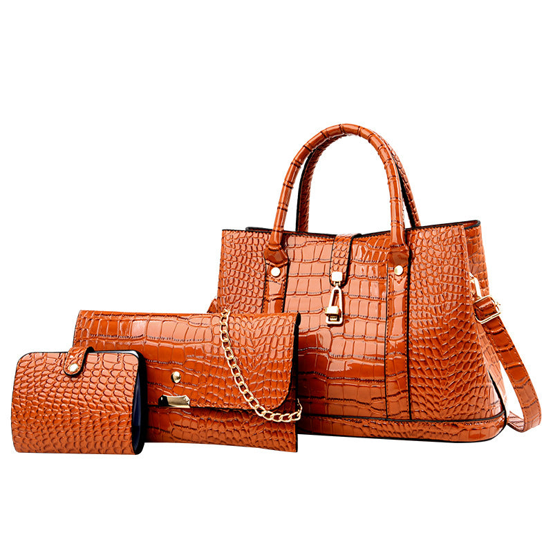 Women's Fashion Large Capacity Crocodile Buckle Baby Diaper Bag