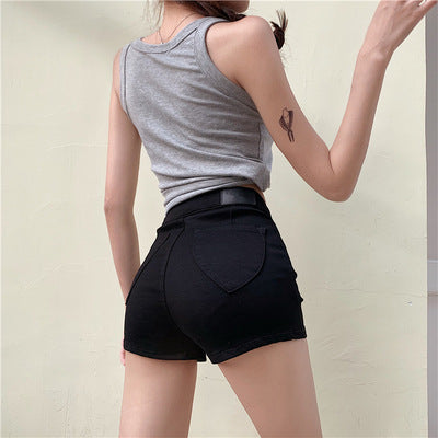 Women's A-line High Waist Stretch Denim Shorts