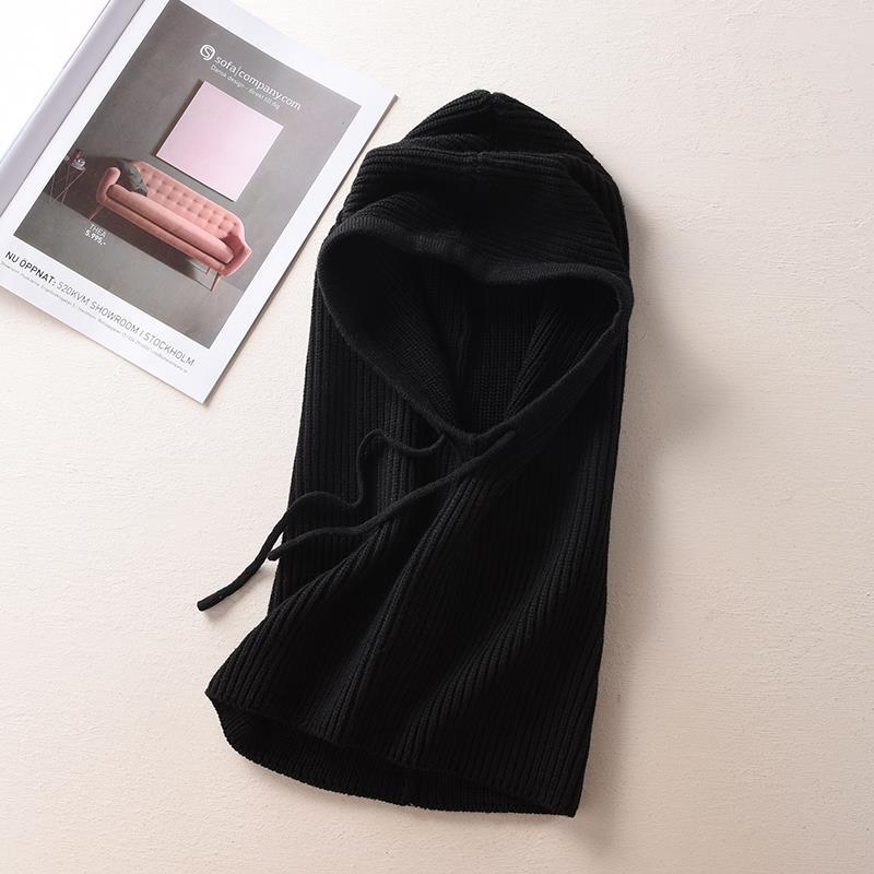 Women's Solid Color Cashmere Sweater Hat And Scarf In One
