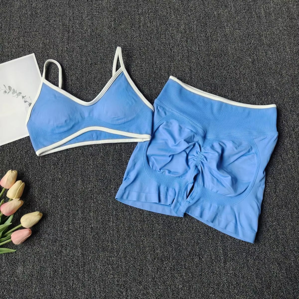 Womens High-Waisted Leggings And Top Two-Piece Workout Set