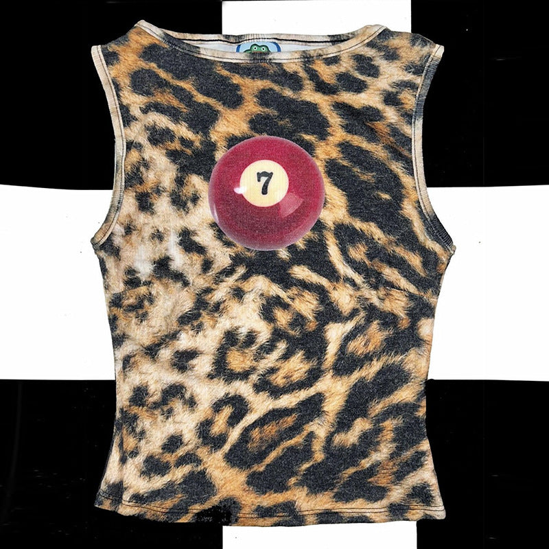 European American Asian Culture Y2g Millennium Hot Girl Vintage Leopard Print Vest