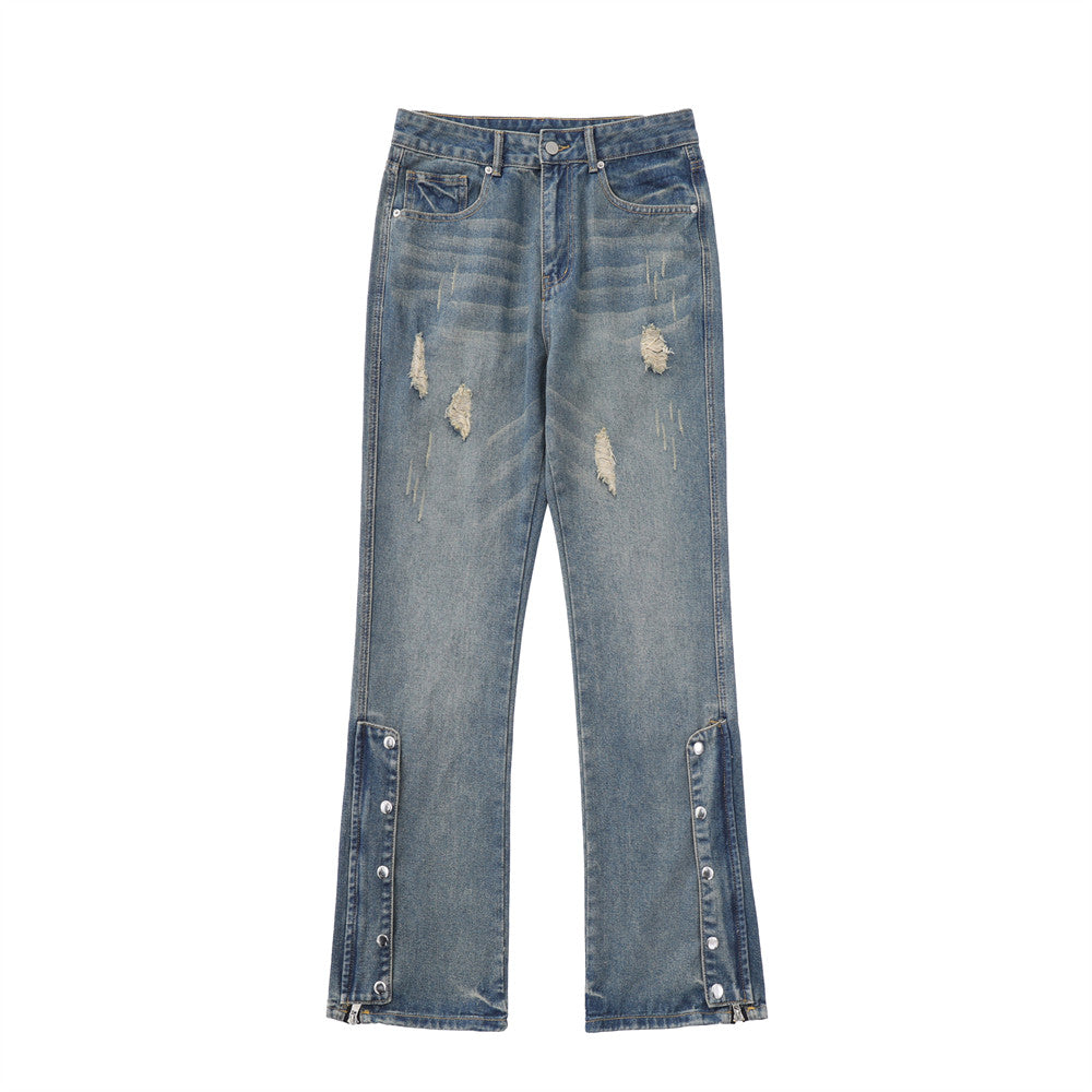 Zipper Slit Jeans Men's Vibe High Street Beauty