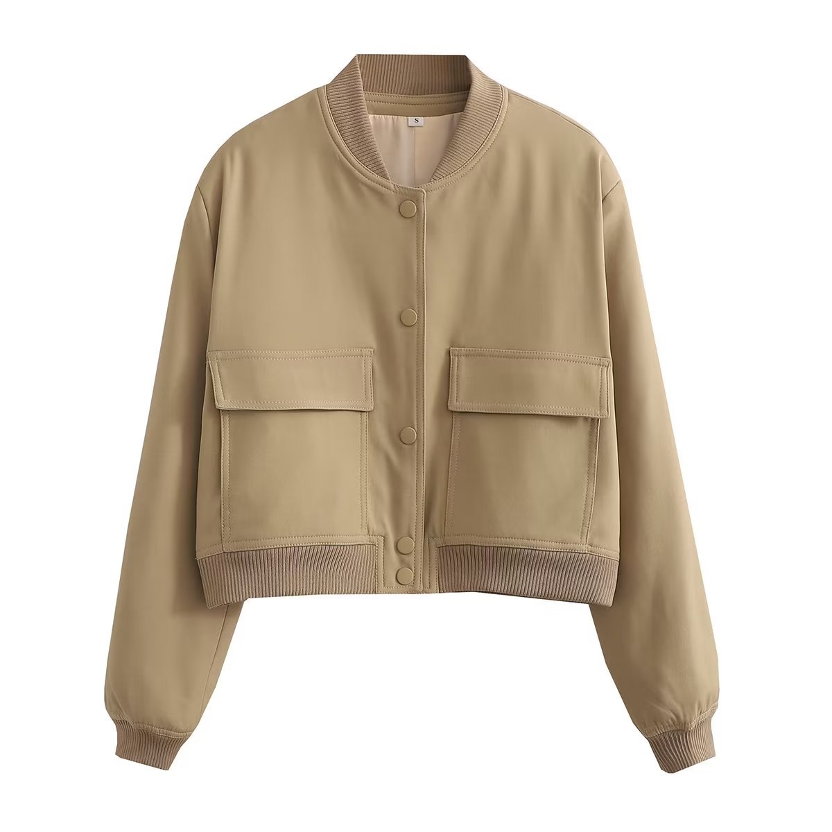 Autumn Y2g Stand Collar Double Pocket Biker Pilot Jacket Top