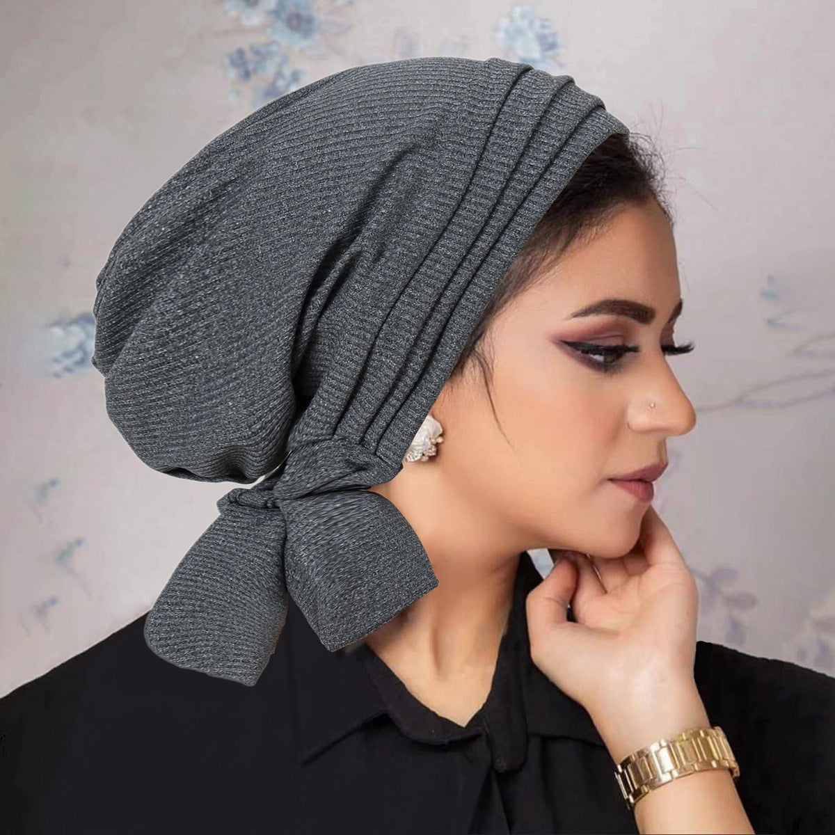 Solid Color Thread Long Tail Tam-o'-shanter Women's Hat