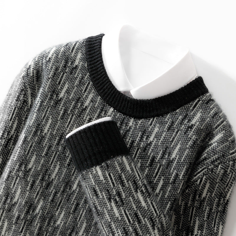 Syv-nåls tyk, rundhalset uldsweater til mænd