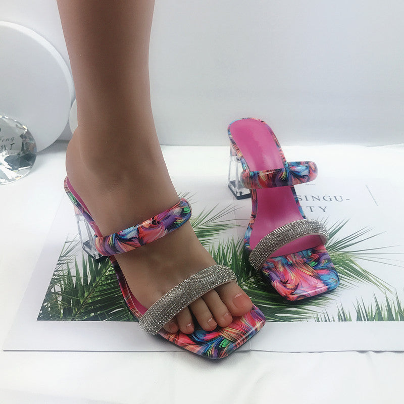 Sandals And Slippers Women's Outer Wear Summer Fashion Word Square Head