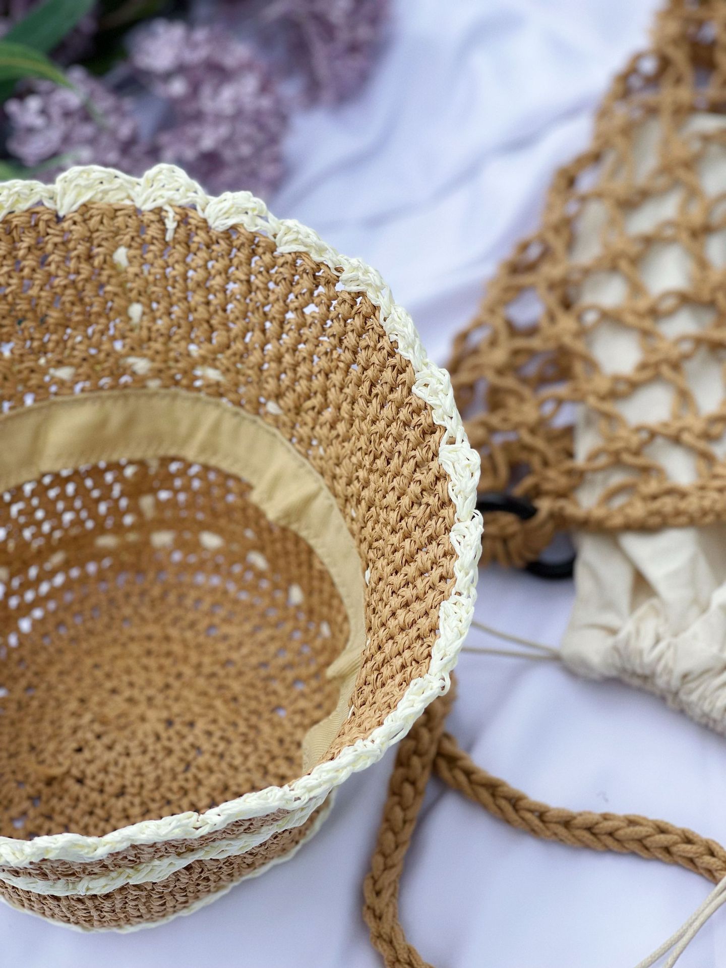 Contrast Color Lace Straw Hat Ins Casual All Match