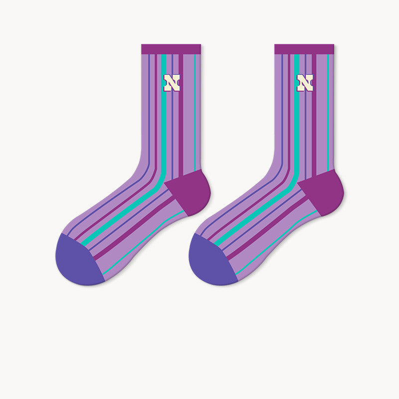 Dopamine Color Horizontal Stripes Tube Socks
