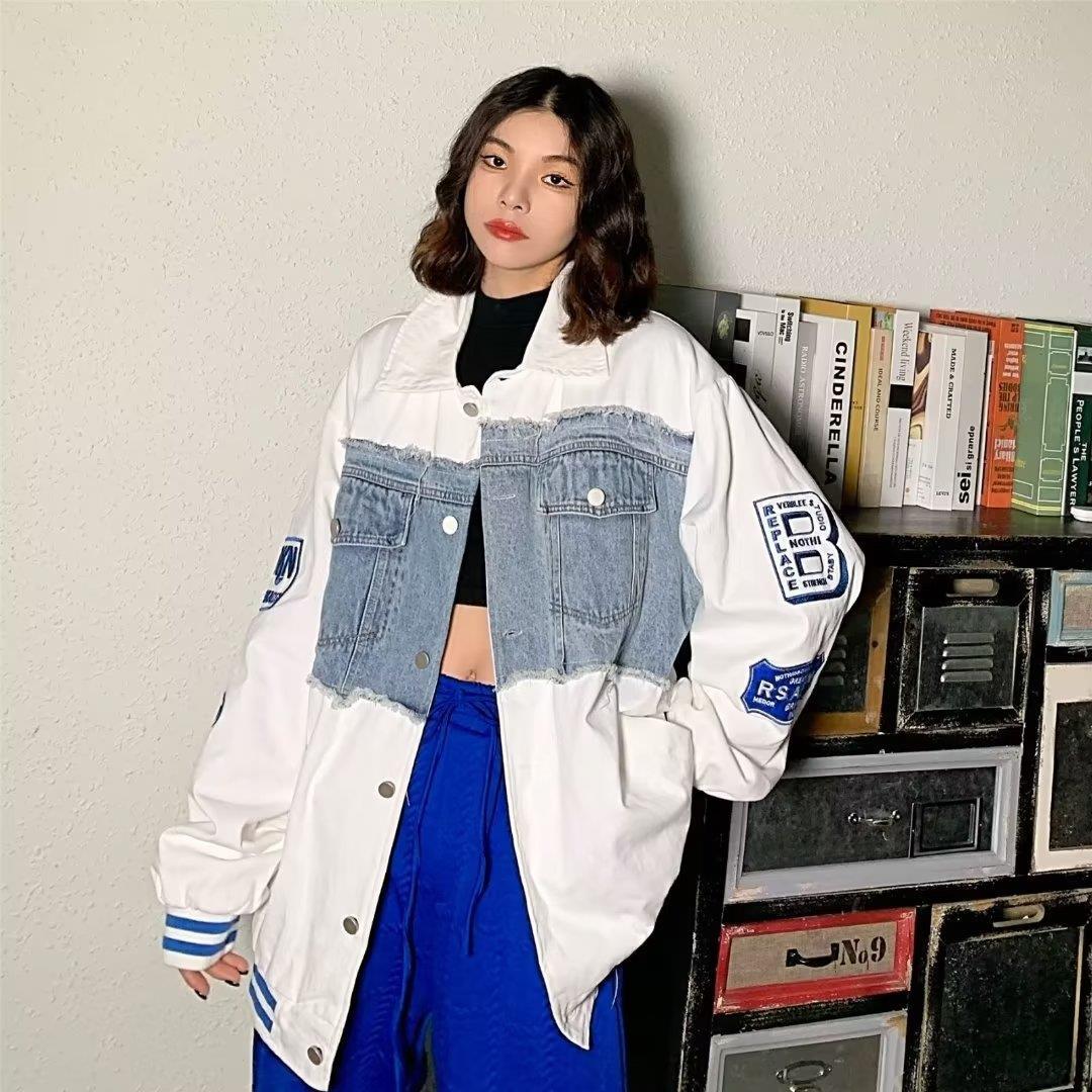 Design Sense Stitching Denim Jacket Loose