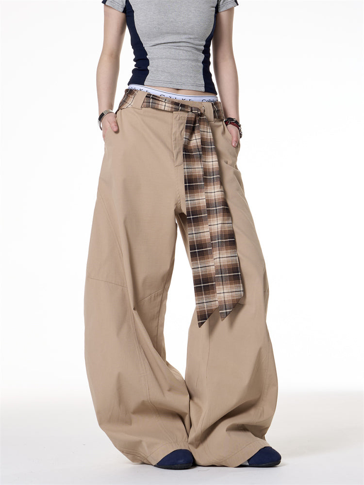 American Retro Hot Girl Khaki Machete Casual Wide-leg Pants
