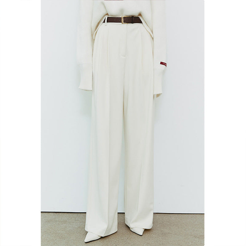 New High-waisted, Straight-leg Black Wide-leg Suit Pants