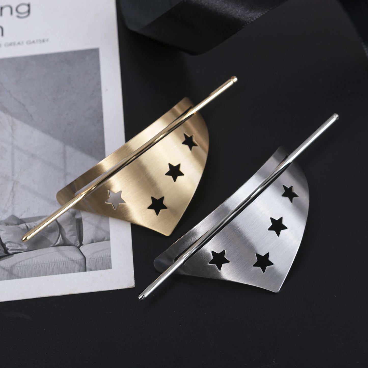 Irregular Geometric Triangle Middle Hollow Line Brushed Hairpin Unique Creative Simple Hair Clips Hair Accessories