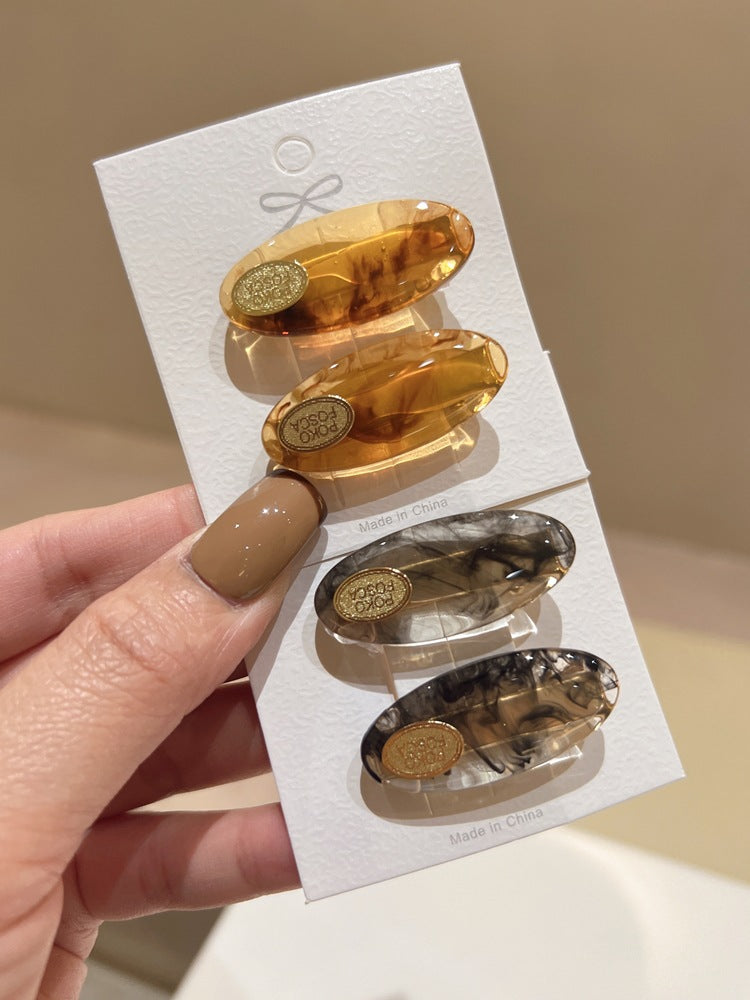 Oval Acetate Small Duckbill Clip Fashion Hairpin