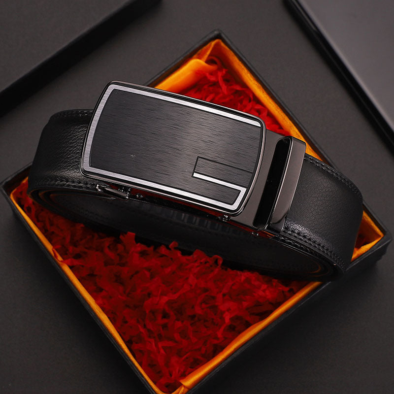 Men's Leather Belt With Automatic Buckle