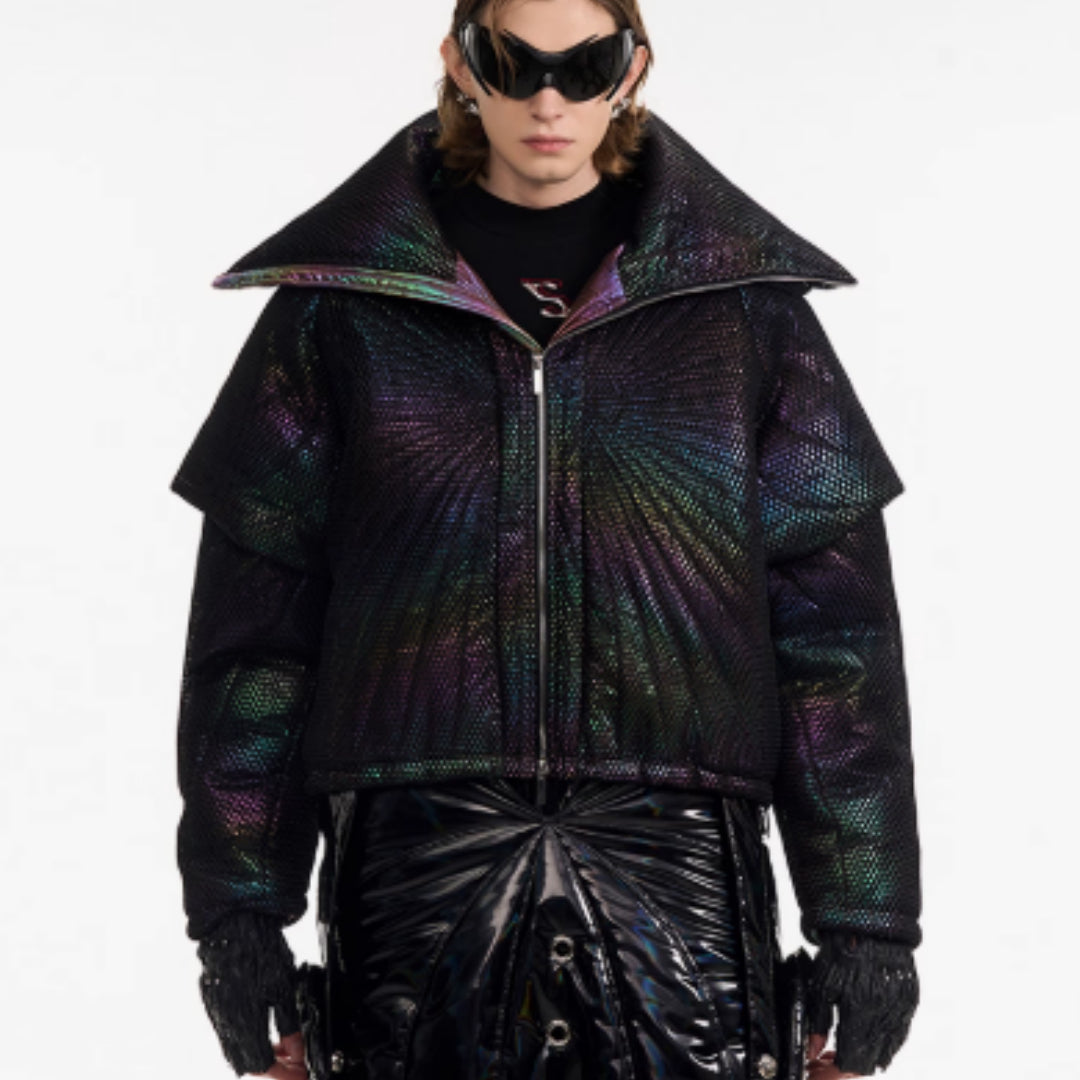 Male Dark Knight Large Collar Alien Short Cotton Jacket