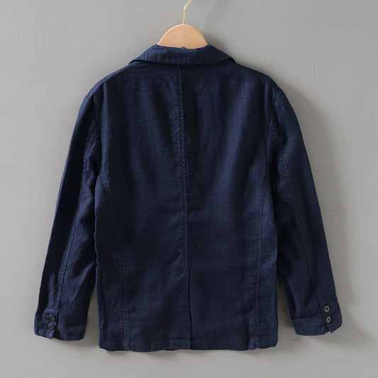 Retro Easy Matching Flat Collar Linen Suit