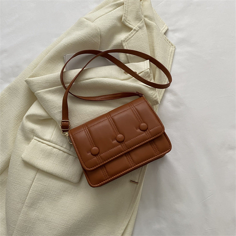 Simple Shoulder Crossbody Solid Color Casual Line Pressing Small Square Bag