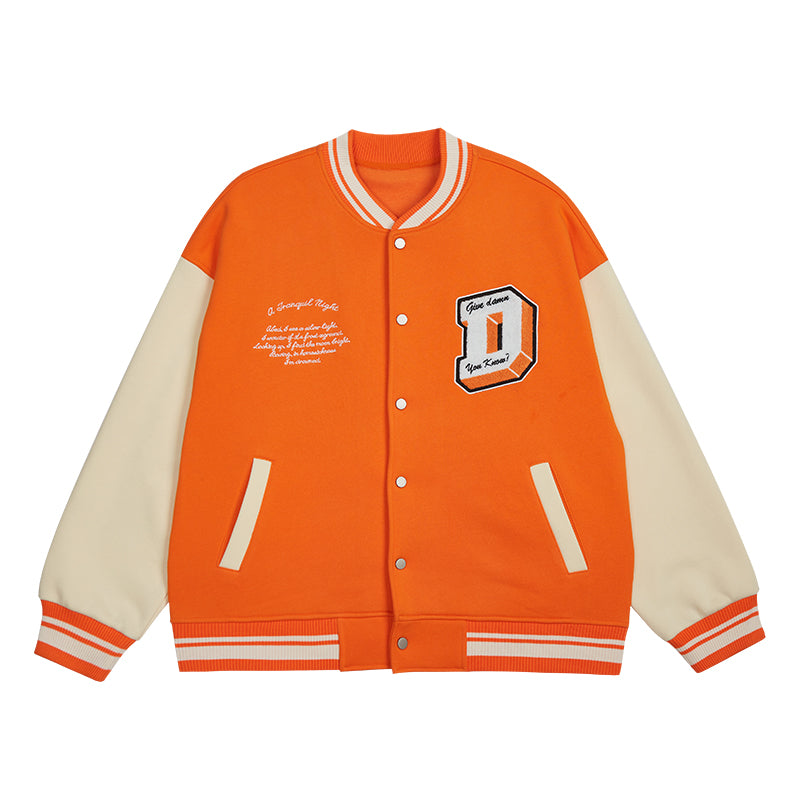 Men's And Women's Retro Letter Embroidered Baseball Jacket