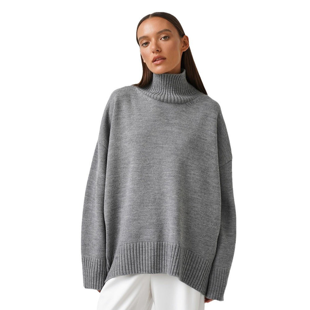 European And American Style Autumn And Winter Solid Color Turtleneck Sweater Loose