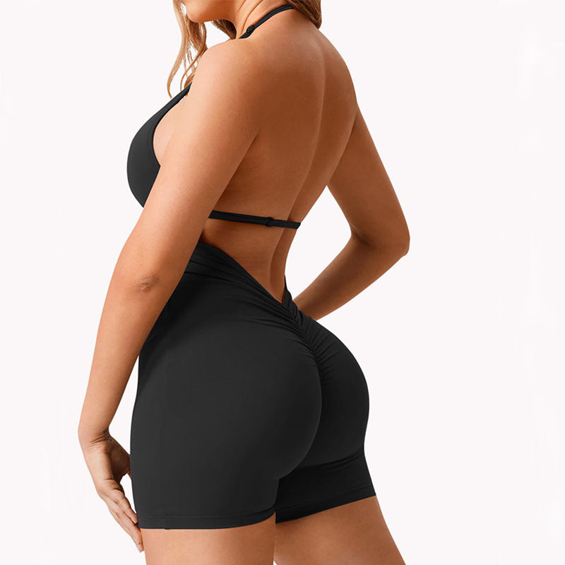 Rygløs Nude Feel Yoga Jumpsuit med lange ærmer
