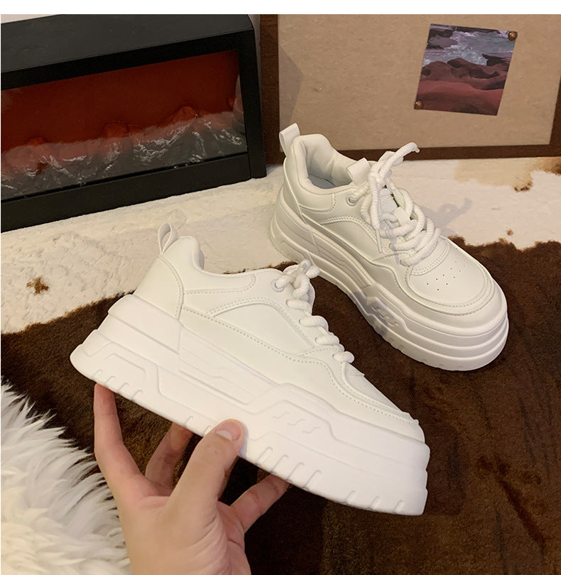 Platform Heel All-matching And Lightweight Raise The Bottom White Shoes
