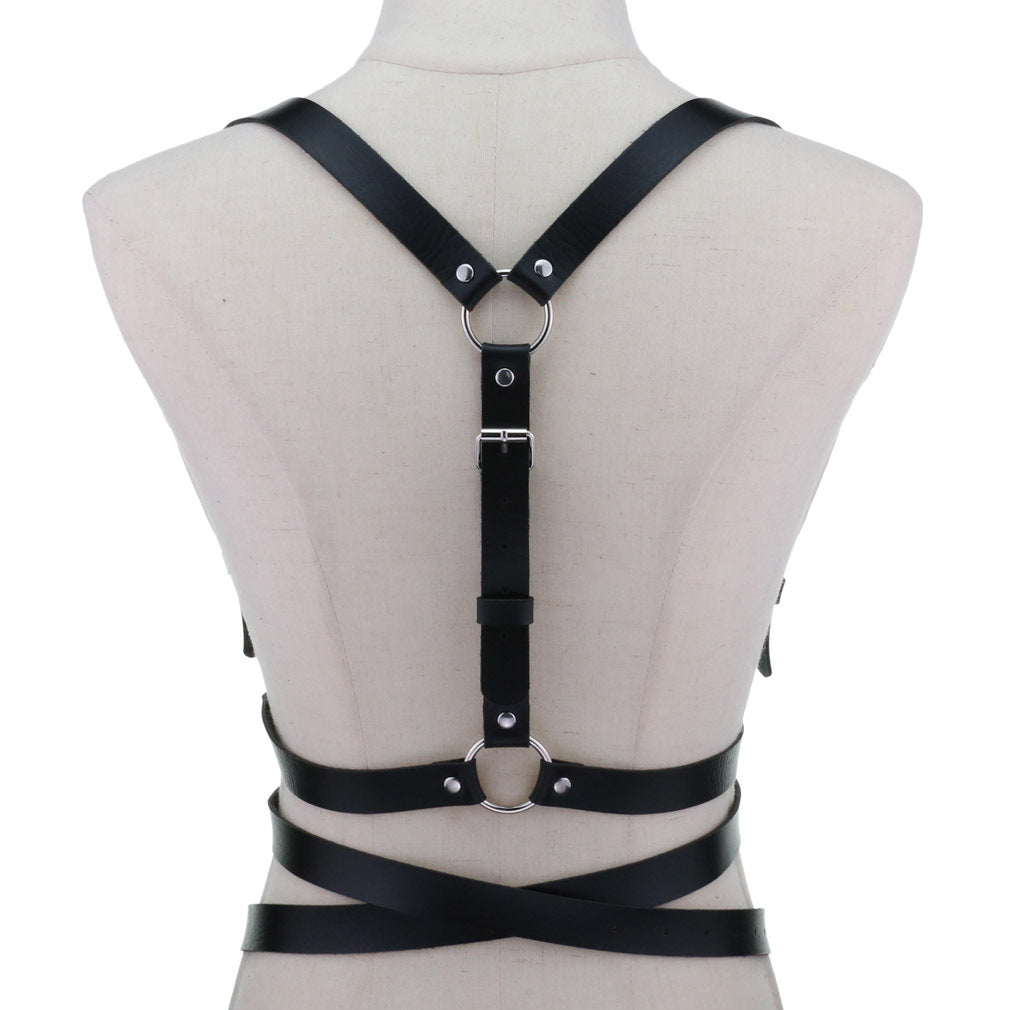 Women's Casual Stitching PU Leather Solid Color Stretch Vest Waist Seal