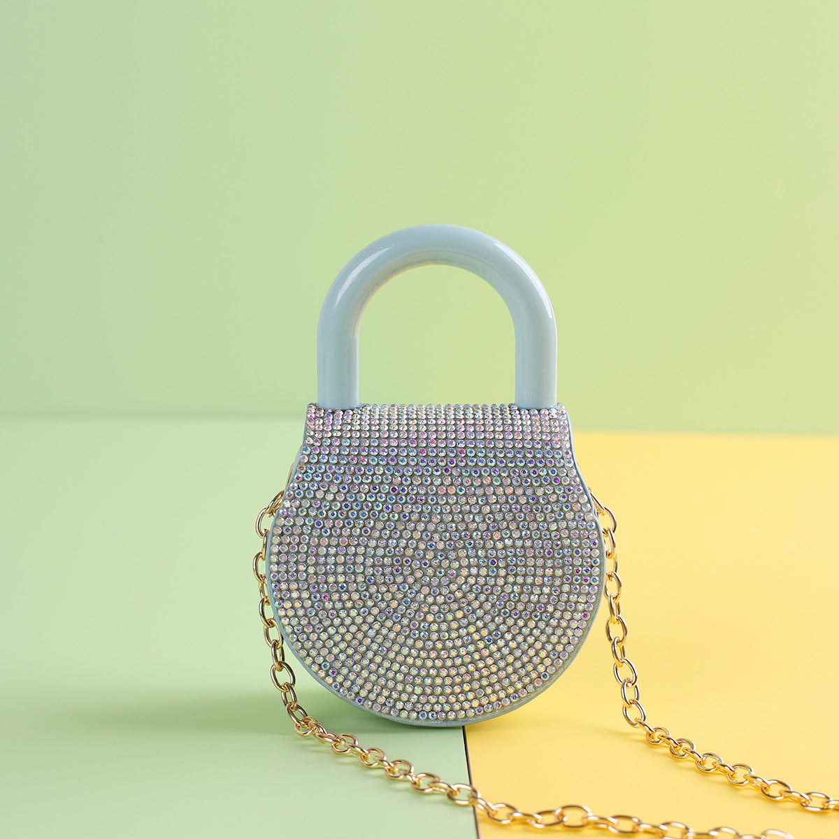 Handle Advanced Small Round Bag Simple With Diamond