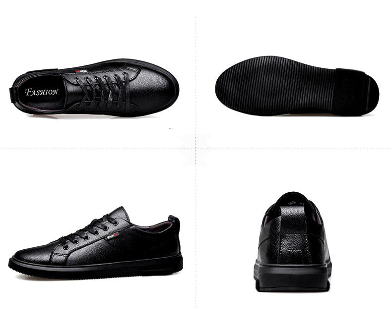 Solid Color Round Toe Everyday Black Low-top General Purpose White Shoes