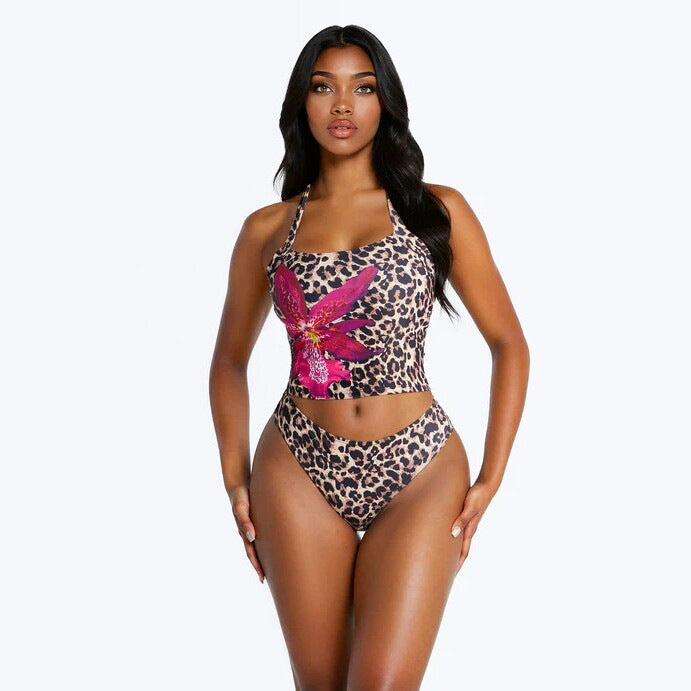 Retro-style Slim-fit Sexy Swimsuit Tank Top Set