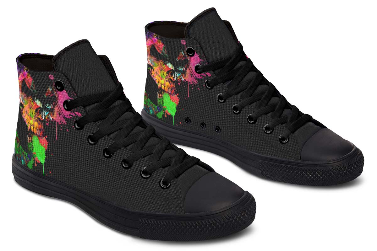 Men's And Women's Fashion Color Printing High-top Canvas Shoes