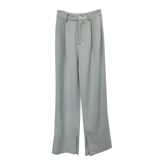 New Loose Straight Wide-leg Casual Pants Women's Slit Suit Pants