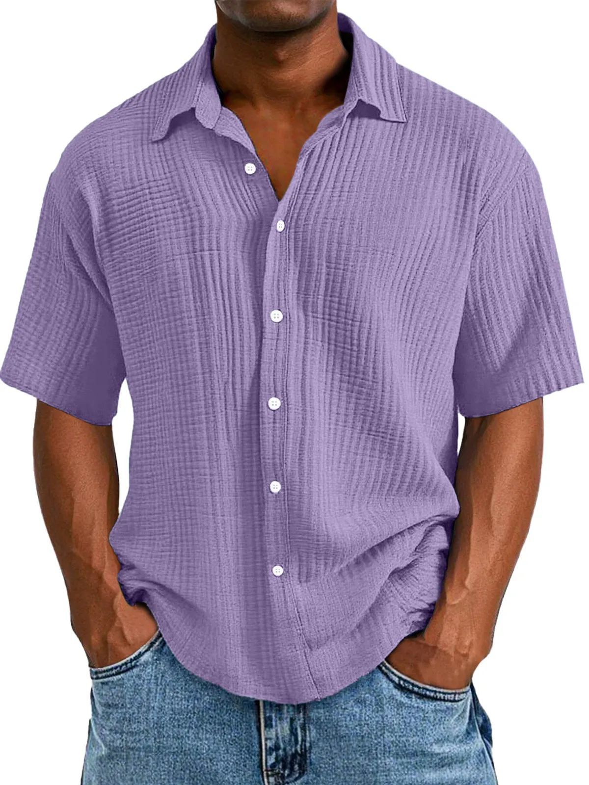 Spring And Summer Men's Short-sleeve Lapel Shirt Double Layer Champray
