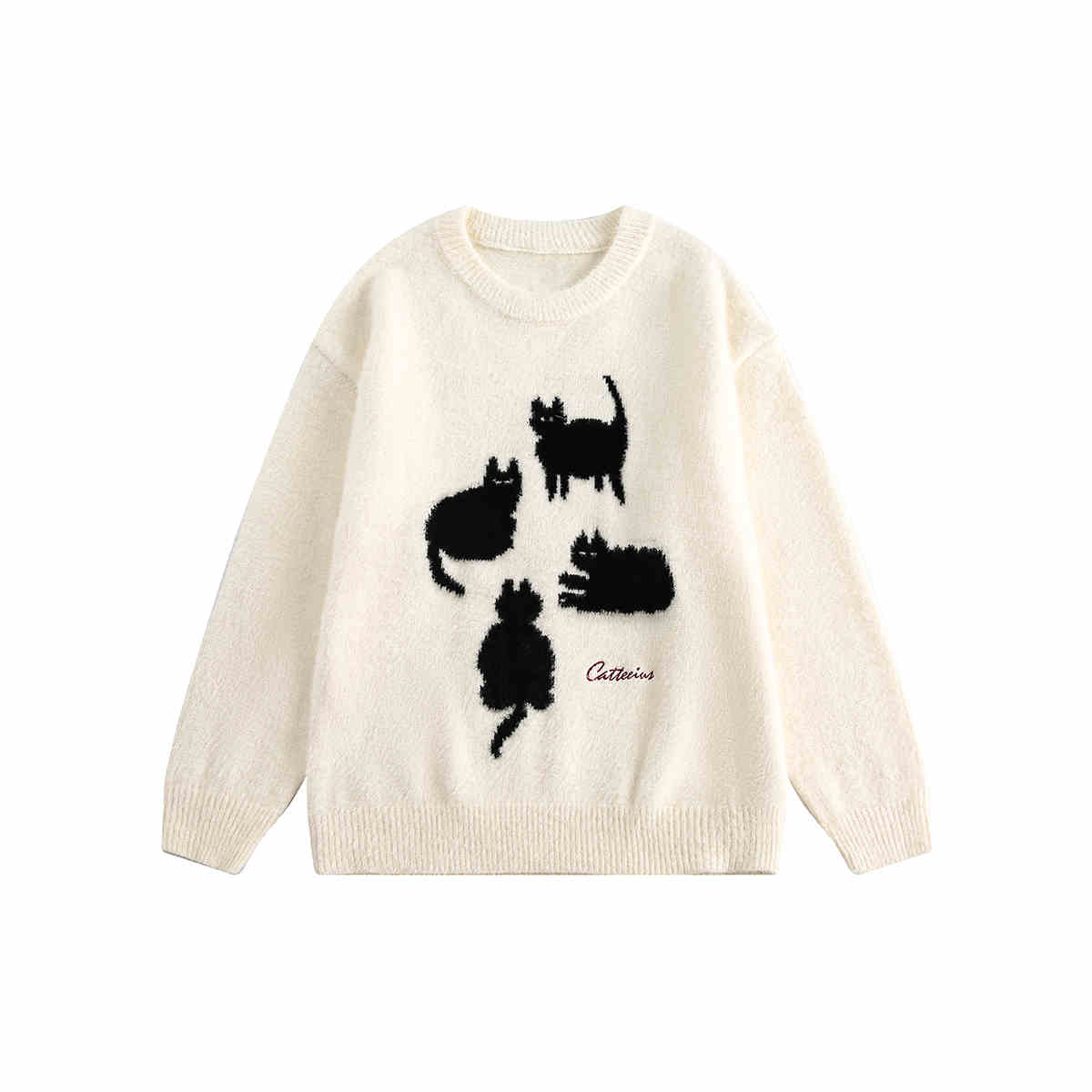 Cartoon Cat Mohair Loose Sweater