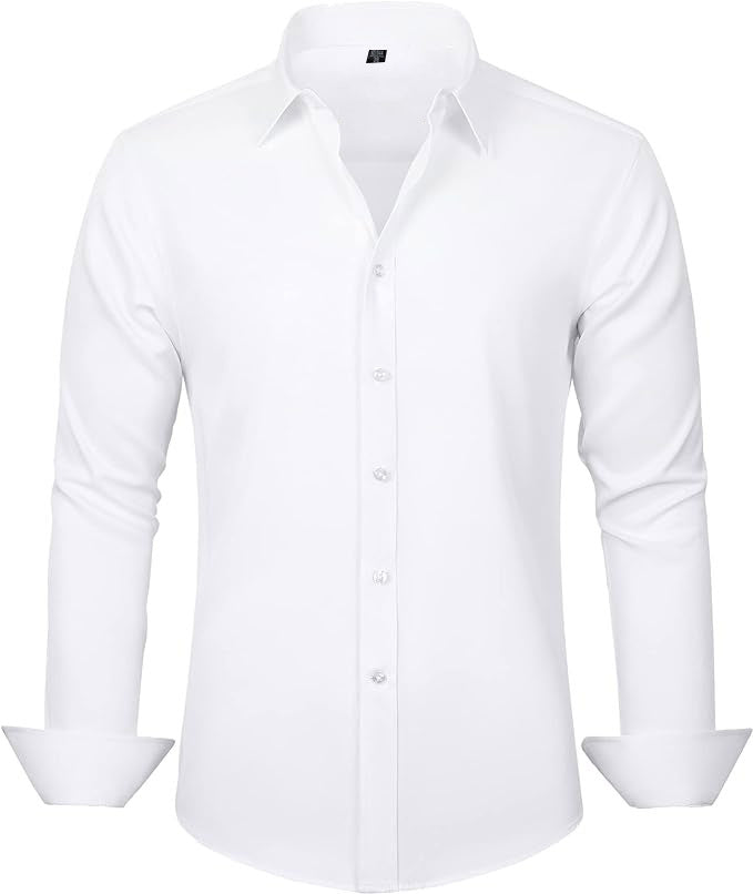 Men's Slim-fit Long-sleeve Solid Color Simple Business Casual Shirt