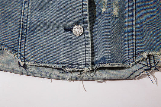 American Street Retro Ripped Denim Jacket