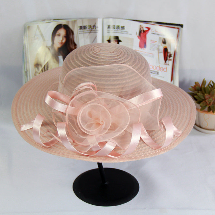 Gauze Visor Hat Organza Flower Temperament Dome