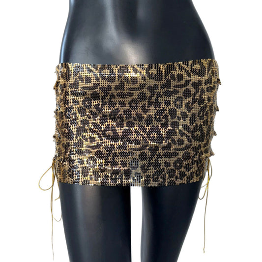 Miniskirt Metal Sequins Lace-up Skirt
