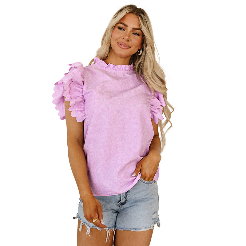 Women's Ruffled Sleeve Chiffon Blouse