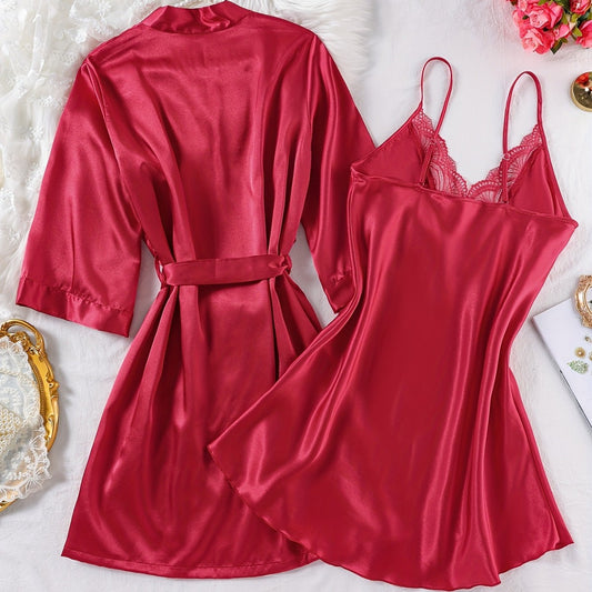 Womens Two-Piece Nightgown And Robe Set