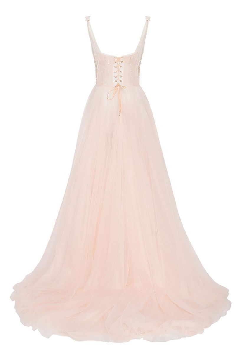 Champagne Colored Wedding Dress With Straps