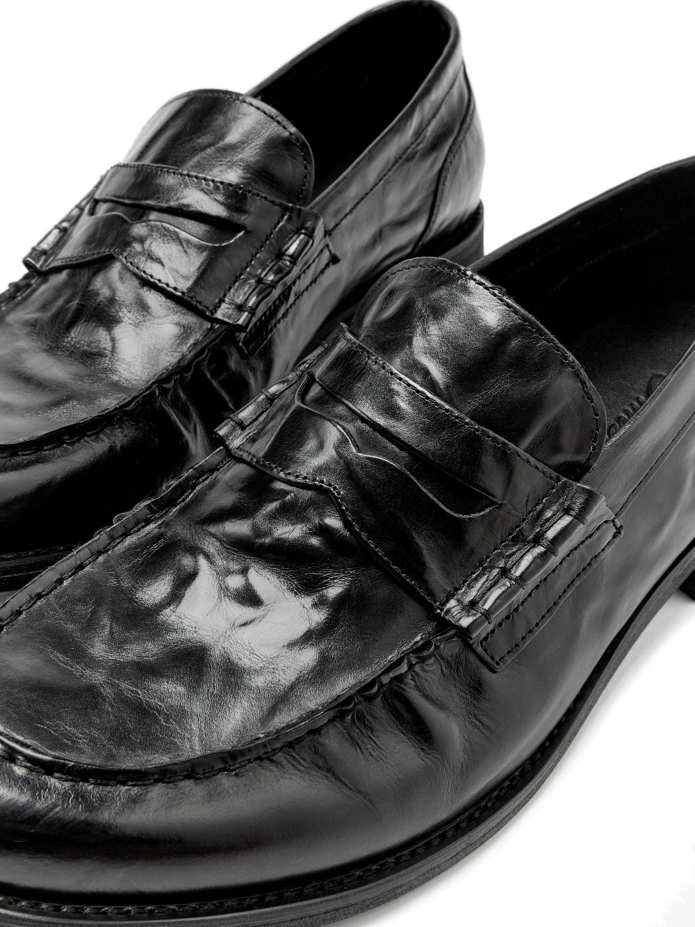 Leather Slip-on Loafers Genuine Leather Pleated Casual Shoes