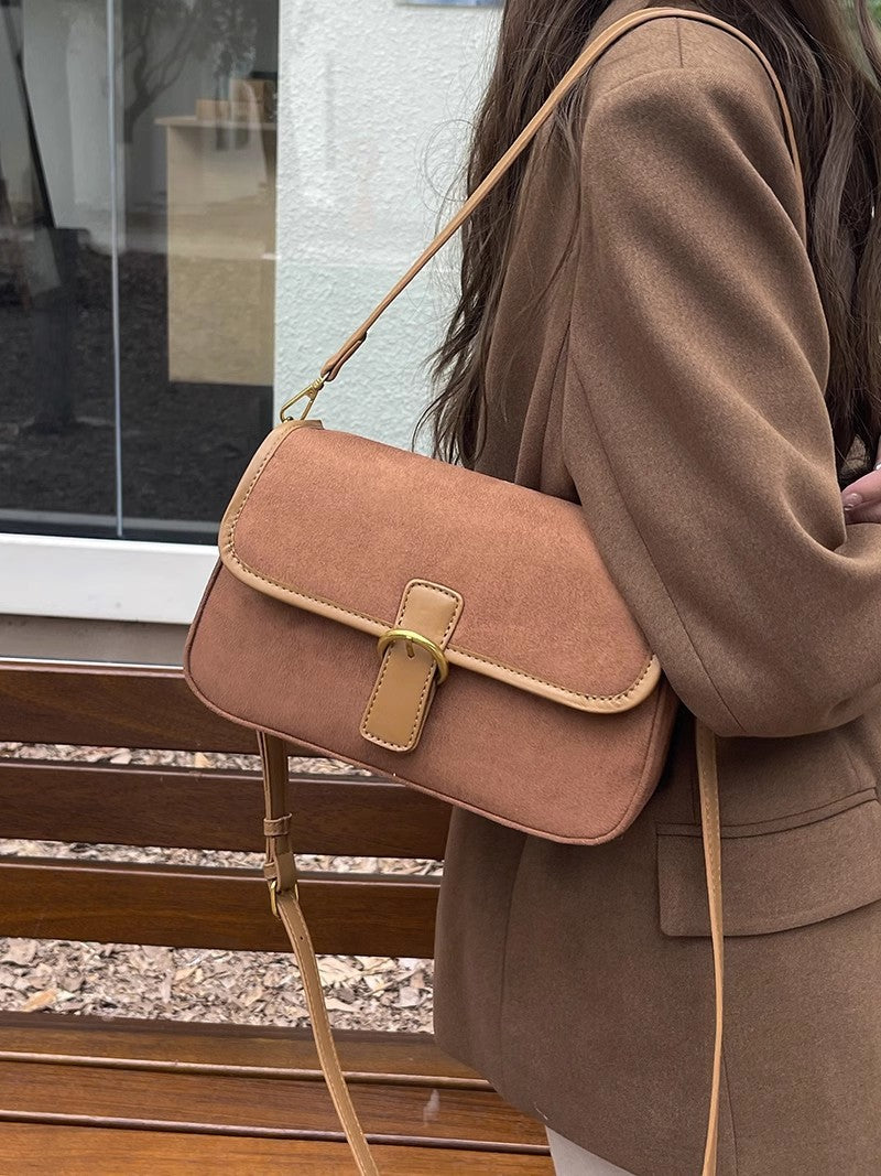 Special-interest Design Vintage Matte Suede Underarm Bag