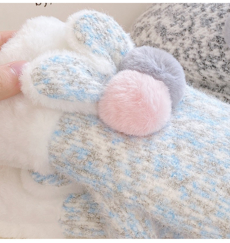 Winter Plush Thickened Knitting Gloves