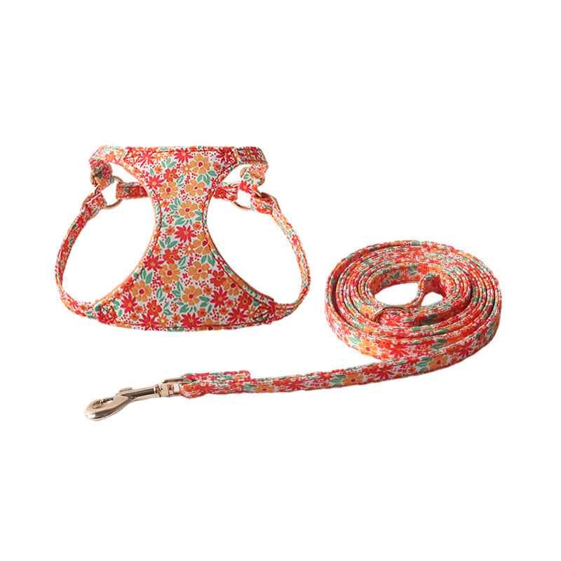 Super Beautiful Floral Series Pet Harness Suit With Hand Holding Rope